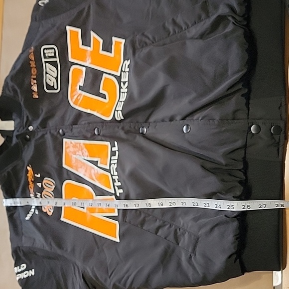Divided (H&M) Size S Black with Orange Racing Bomber Jacket, Exc., Like New Cond - Picture 8 of 12